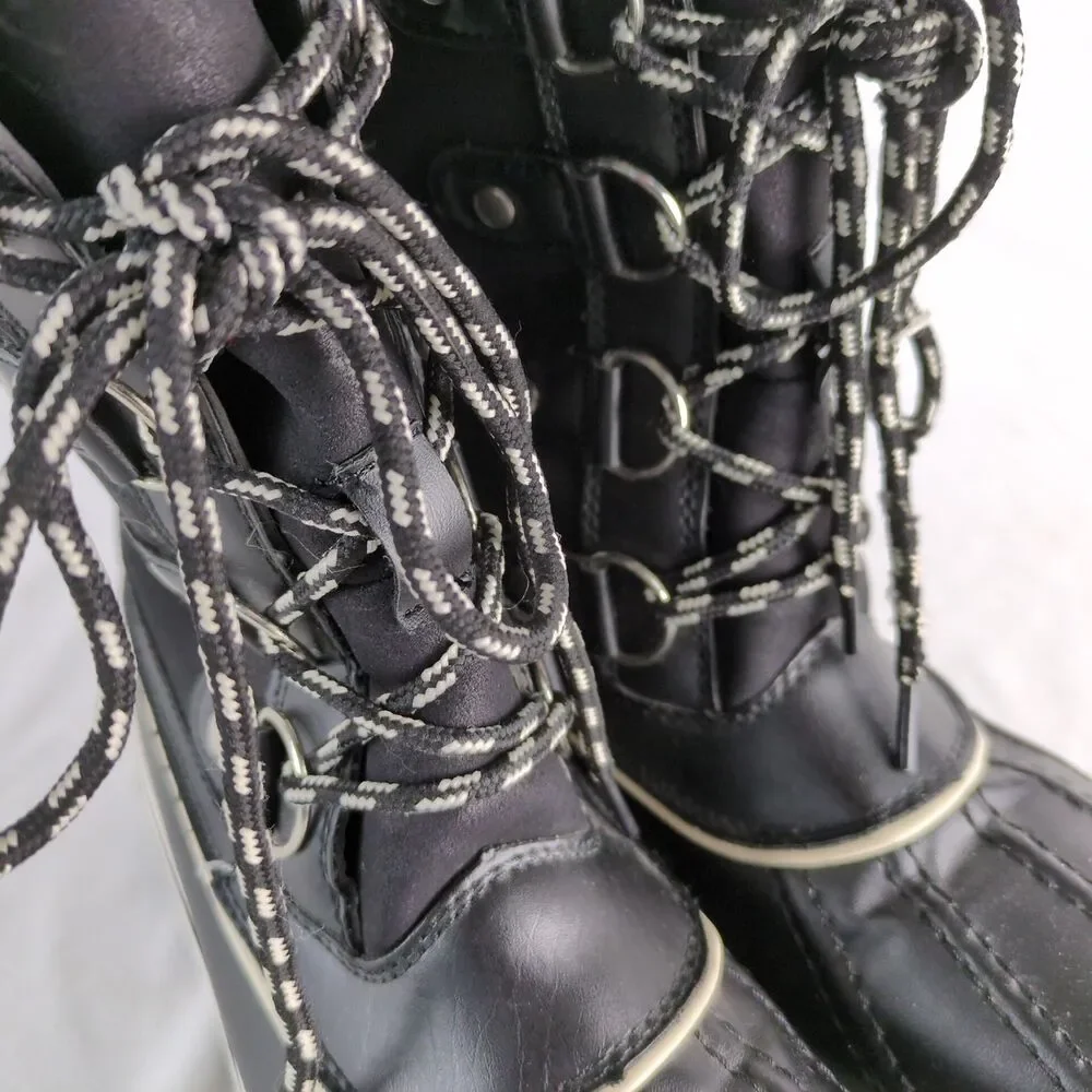 Globalwin Women's 8 Faux Fur‎ Trimmed Insulated Quilted Winter Snow Boots Black